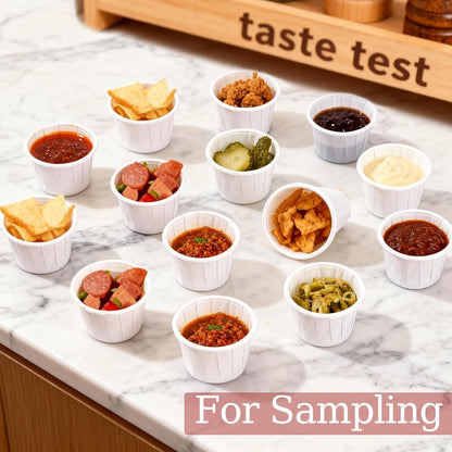 300 Pack 0.5 oz Disposable Paper Souffle Medicine Cups, 1/2 Ounce Small Paper Portion Cups for Pills, Tasting Sample, Food Services, Dessert, Condiments, Sauce