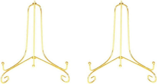 Plate Stands for Display 4 Inch - Decorative Plate Holder - Gold Metal Picture Stand for Table - Small Easels for Display Card, Photo, Mini Sign, and PSA Slab - Ideal for Party and Wedding - 2 Pack