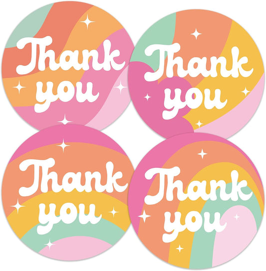 Thank You Stickers - Rainbow Star Thank You Stickers for Small Business 480Pcs 1.5In Thank You Sticker for Packaging Self Adhesive Thank You Party Favor Seal Label Sticker for Card(4 Design).