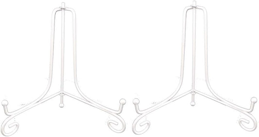 (2 pack 10" Iron Large Plate Stand, White Iron Easel Plate Display Photo Holder Stand, Displays Picture Frames, Cookbooks, Decorative Plates, Tablets and Art