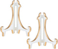 2 Pack 5inch White Gold Thicken Acrylic Easels Display Stand Plate Stand Holder display Pictures Frame ,Decorative Plates, and Artworks