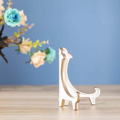2 Pack 5inch White Gold Thicken Acrylic Easels Display Stand Plate Stand Holder display Pictures Frame ,Decorative Plates, and Artworks