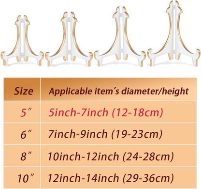 2 Pack 5inch White Gold Thicken Acrylic Easels Display Stand Plate Stand Holder display Pictures Frame ,Decorative Plates, and Artworks