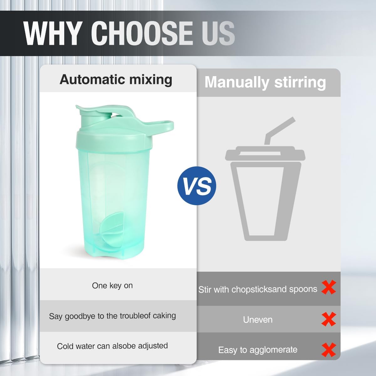 16oz Shaker Bottle, Leak Proof Sports Shaker for Protein Shakes, Pre Workout & Travel, BPA Free, Green, 16oz/500ml