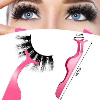 24 Pieces False Eyelashes Applicator Tool Stainless Steel Eyelash Extension Tweezers Remover Clip Tweezers Nipper Eyelash Auxiliary Clip for Women Makeup Application and Removal
