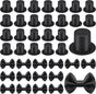 200 Pcs Include 100 Christmas Mini Top Hat Black Plastic Tiny Hats 100 Mini Satin Ribbon Bows Boutique Flower Bowknot Sewing Scrapbook DIY Snowman Crafting Project Wedding Birthday Party Decoration