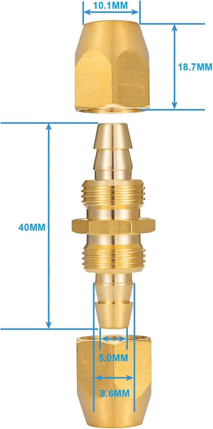 4PCS Soild Brass Air Reusable Hose Splicer For 1/4-Inch ID Hose,1/4" Air Hose Repair Fitting