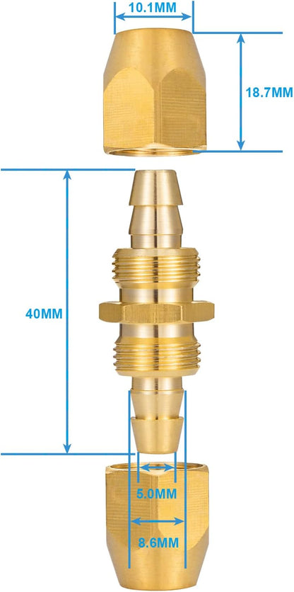 4PCS Soild Brass Air Reusable Hose Splicer For 1/4-Inch ID Hose,1/4" Air Hose Repair Fitting