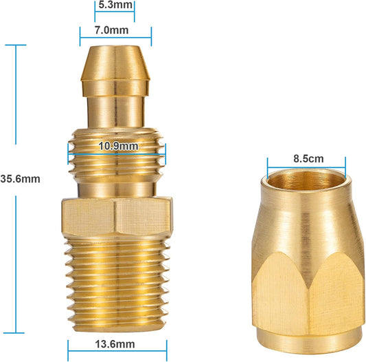 Premium Solid Brass 4PCS Reusable Replacement Fitting For 1/4-Inch ID Hose,1/4-Inch NPT Rigid