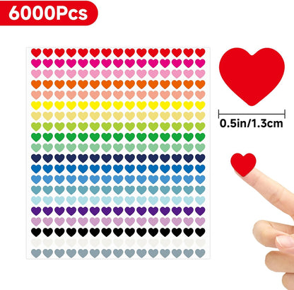6000Pcs Heart Stickers - 1/2Inch Tiny Mini Small Heart Shape Sticker for Teen Adult Happy Valentines Day Hearts Stickers Self Adhesive Love Sticker for Envelope Seal Card Crafts Gift Packaging