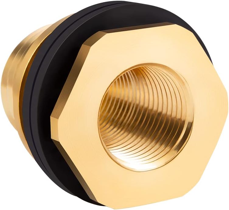 Brass Male Garden Hose Bulkhead Fitting Drain/Flush Port Kit 1/2" Female 3/4" Male Soild Brass Water Tank Connector Bulkhead Tank Fitting With 2 Rubber Ring Stablizing 1pc