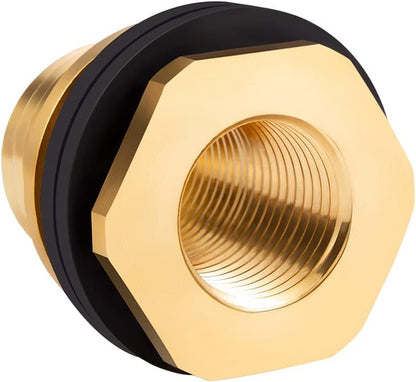 Brass Male Garden Hose Bulkhead Fitting Drain/Flush Port Kit 1/2" Female 3/4" Male Soild Brass Water Tank Connector Bulkhead Tank Fitting With 2 Rubber Ring Stablizing 1pc