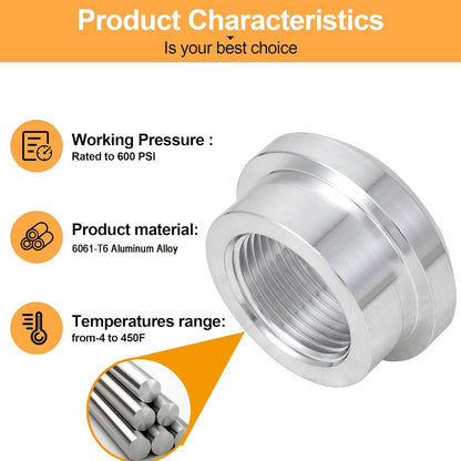 1/4" NPT Female Weld on Bung Fitting Aluminum（2PCS）