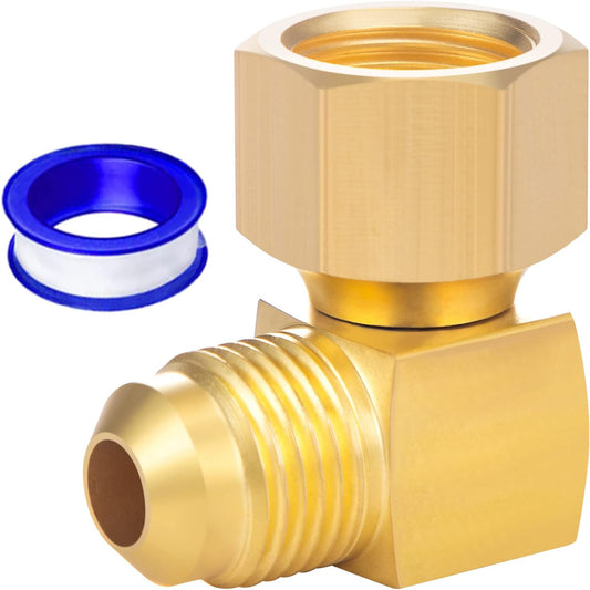 1PC 90° Elbow Connector Replacement for Olympian Low Pressure Gas Fired Heaters Brass 3/8" female swivel flare x 3/8" male flare