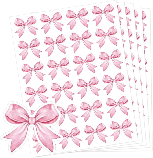 Pink Bow Stickers - Coquette Bows Stickers 480Pcs Valentines Day Bow Sticker Self Adhesive Cute Watercolor Bowknot Girly Sticker for Water Bottle Envelope Seal Card Gift Baby Shower Party Decor