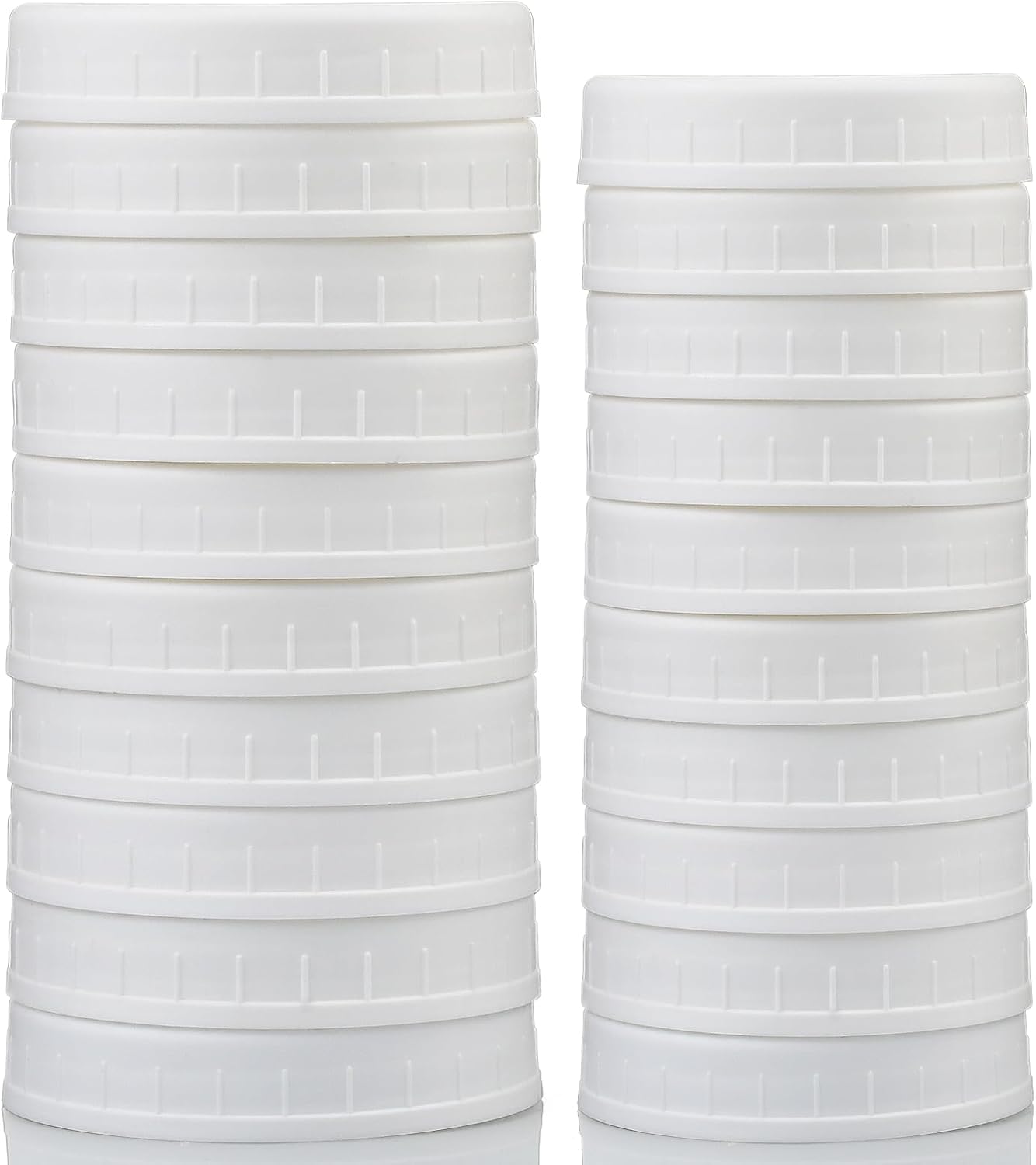 10 WIDE Mouth & 10 REGULAR Mouth Mason Jar Lids - 20 Pack Food Grade Plastic Mason Jar Caps for Ball, Kerr and More Canning Jars - Leakproof & Dishwasher Safe - White