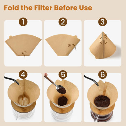 200 Count #4 Cone Coffee Filters 8-12 Cup, Unbleached Natural Coffee Paper Filters, No Blowout, Disposable Coffee Filter for Pour Over and Drip Coffee Maker