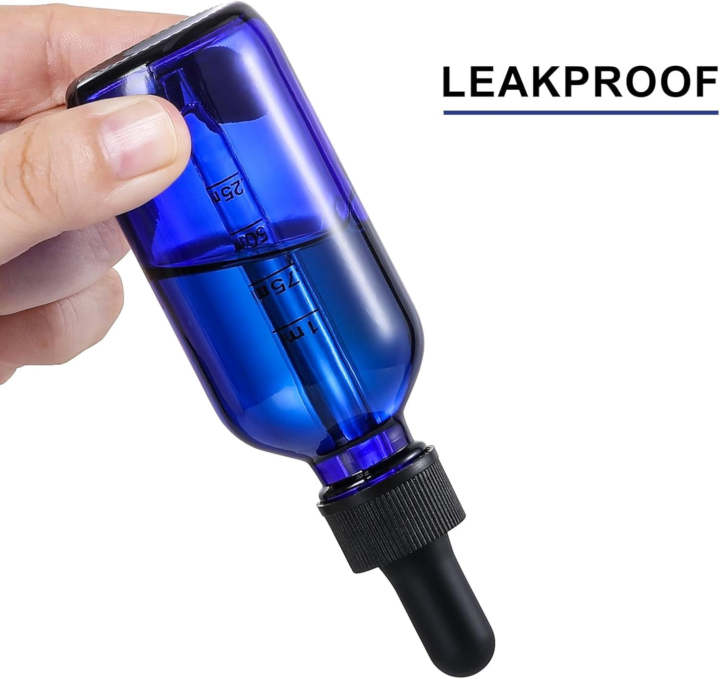 4 Pack 2 oz Glass Dropper Bottles with Measured Dropper - 60ml Dark Blue Tincture Bottles with Calibrated Glass Eye Droppers (1ml) - Leakproof Essential Oils Bottles for Health, Personal Care & Beauty