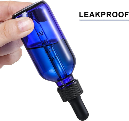 4 Pack 2 oz Glass Dropper Bottles with Measured Dropper - 60ml Dark Blue Tincture Bottles with Calibrated Glass Eye Droppers (1ml) - Leakproof Essential Oils Bottles for Health, Personal Care & Beauty