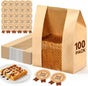 100 Pack Paper Bread Bags for Homemade, Bread Bags with Window for Sourdough Bread Storage, 13.7x8.3x3.5 Inch, Includes Seal Stickers