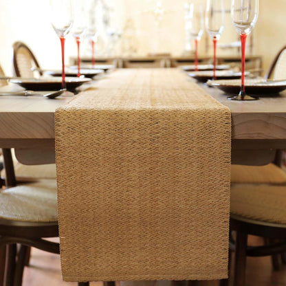 Natural Paper Braided Tablerunner 36 Inches Long for Dining Tables Farmhouse Rustic Table Runner Indoor & Outdoor(Light Brown)