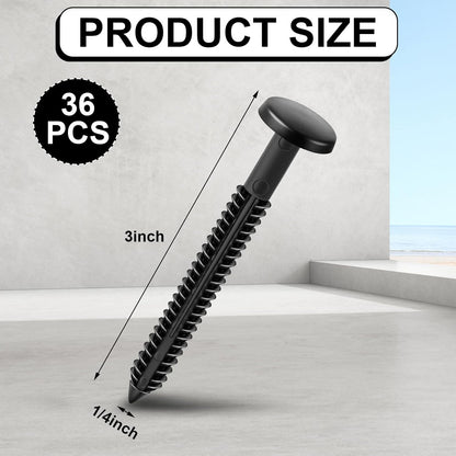36 Pcs 3 Inch Vinyl Shutter Fastener Window Panel Peg Lok Pin Pegs Screws Shutter Spikes Anchor (Black)