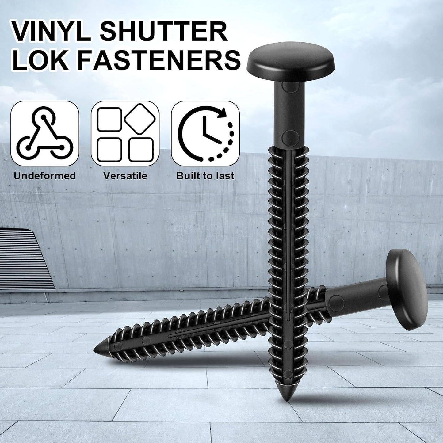 36 Pcs 3 Inch Vinyl Shutter Fastener Window Panel Peg Lok Pin Pegs Screws Shutter Spikes Anchor (Black)