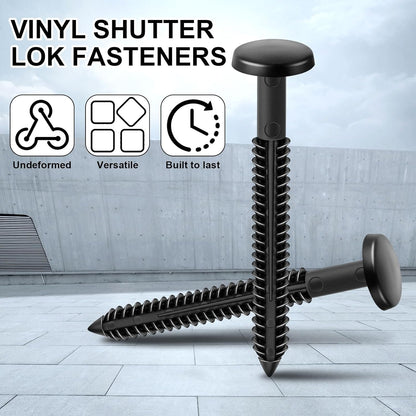 36 Pcs 3 Inch Vinyl Shutter Fastener Window Panel Peg Lok Pin Pegs Screws Shutter Spikes Anchor (Black)