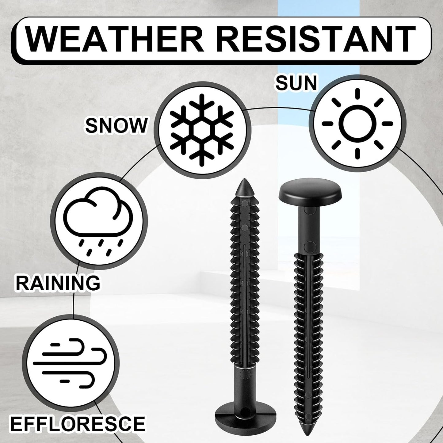36 Pcs 3 Inch Vinyl Shutter Fastener Window Panel Peg Lok Pin Pegs Screws Shutter Spikes Anchor (Black)