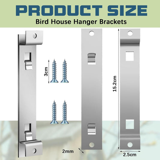 2 Sets Bird House Hanger Bracket Stable Rust Proof Galvanized Steel Mounting Bracket for Securing Bird Houses Nesting Boxes Feeders, Quickly Remove for Cleaning (Silver)