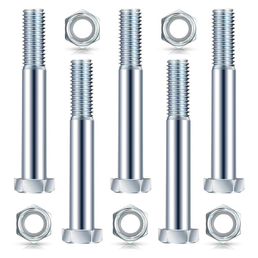 5 Pack Grade 2 Shear Bolts for Rotary Cutters Bolts and Lock Nuts Kit 1/2" x 3-1/2" with Nylock Nuts Fit Brush Cutter Tractor Gearboxes Compatible with Rotary Cutters Mill Grad (Half Thread)
