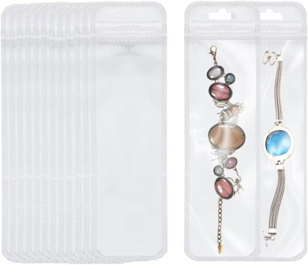 100 Pcs Beadable Pen Packaging Bags for Small Business, Clear Beaded Bag for Bead Pens, Zipper Smell Proof Storage Bags for Packaging Lipgloss, Jewelry, Cosmetic,Candy 2.75X8.66inch
