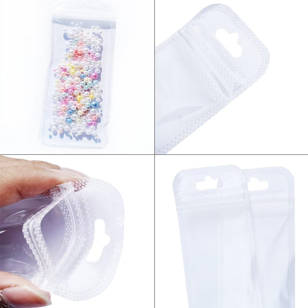 100 Pcs Beadable Pen Packaging Bags for Small Business, Clear Beaded Bag for Bead Pens, Zipper Smell Proof Storage Bags for Packaging Lipgloss, Jewelry, Cosmetic,Candy 2.75X8.66inch
