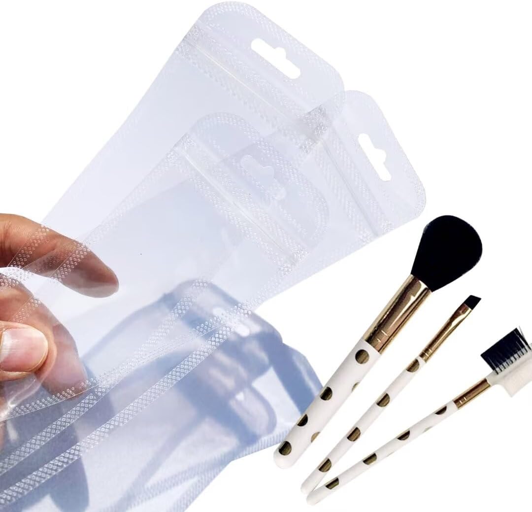 100 Pcs Beadable Pen Packaging Bags for Small Business, Clear Beaded Bag for Bead Pens, Zipper Smell Proof Storage Bags for Packaging Lipgloss, Jewelry, Cosmetic,Candy 2.75X8.66inch
