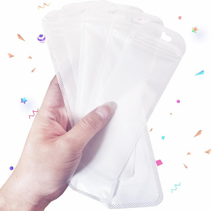 100Pcs Resealable Beadable Pen Packaging Bags,Clear Pen Pouch Bags Great for Focal Bead Pen Small Business Office Home Party Favor Food Storage Cookies Sample Jewelry Snack (2.75x8.66inch)