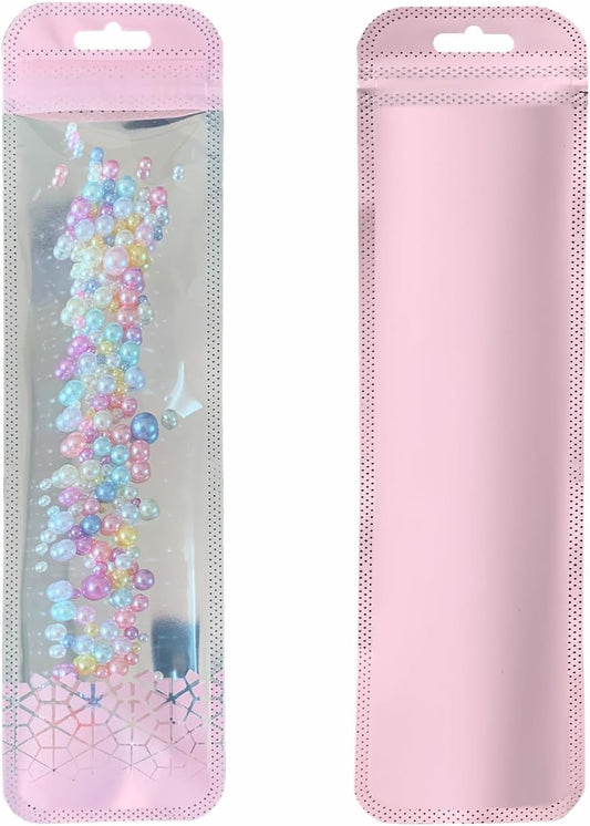 100 Pack Holographic Pen Bags Clear Resealable Bags,Resealable Zipper Pouch Bead Packaging for Pen,Jewelry,Brushes，Lipgloss Small Business 2.16x8.6inch
