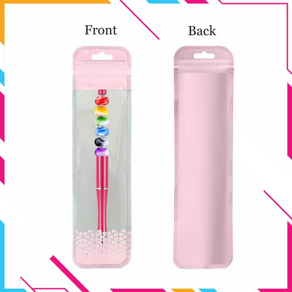100 Pack Holographic Pen Bags Clear Resealable Bags,Resealable Zipper Pouch Bead Packaging for Pen,Jewelry,Brushes，Lipgloss Small Business 2.16x8.6inch