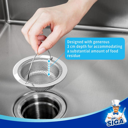 Kitchen Sink Strainer, Stainless Steel Sink Drain Strainer, Dishwasher Safe, 2 Pack