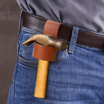 Premium Leather Multi Tool Carrier Holster with Belt Loop, Small Brown Hammer Hatchet Holder