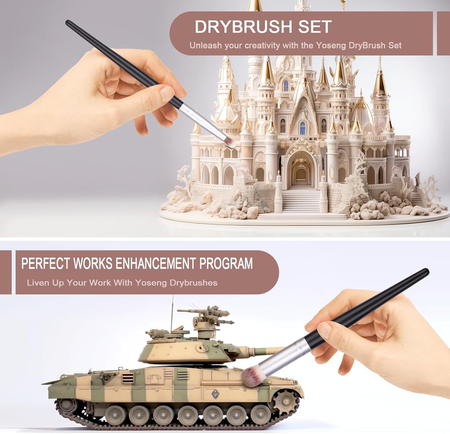 Drybrush Set - Premium Art Paintbrush Set for Miniatures, Ideal for Detailing - 6 Different Sizes