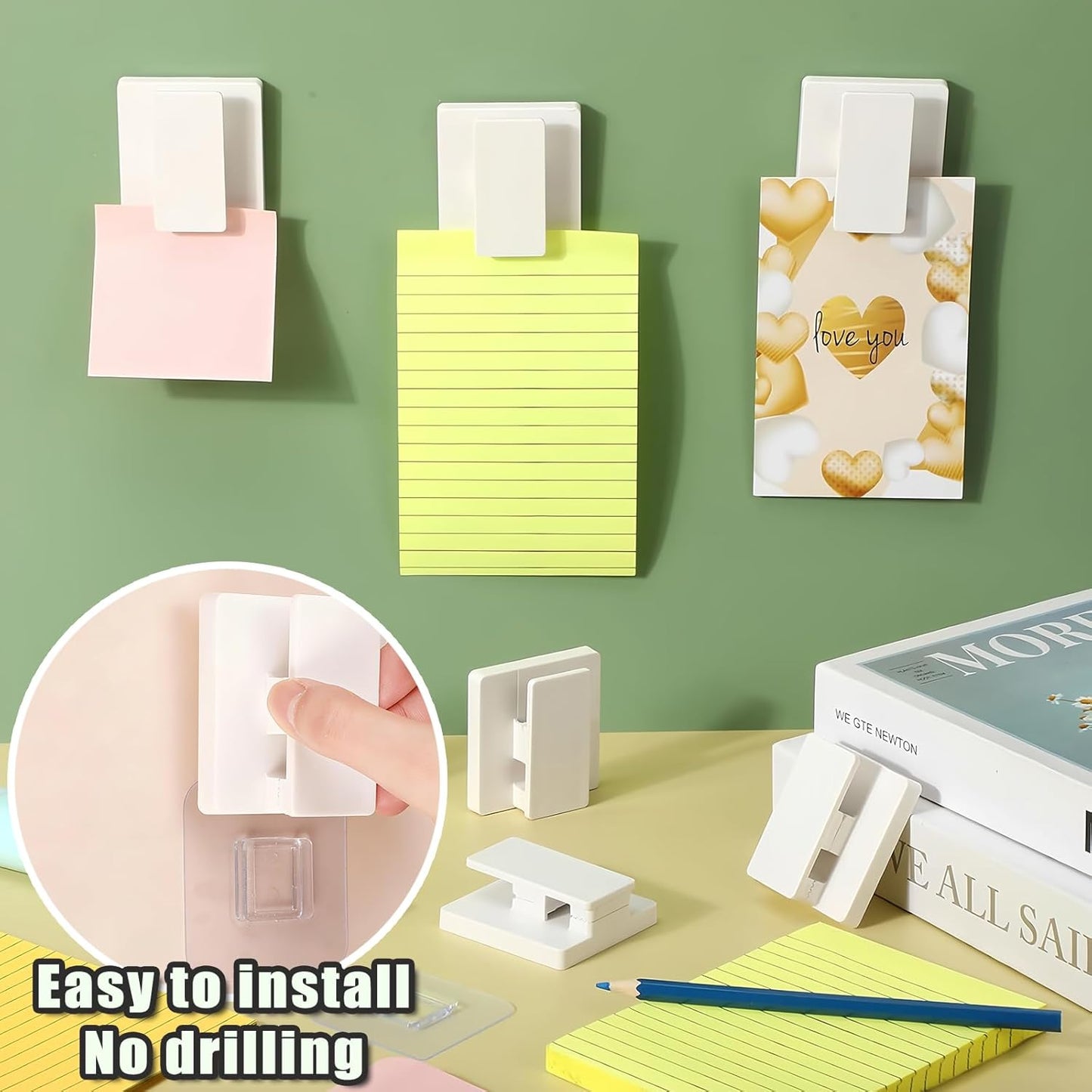 8 Pack Large Self Adhesive Clips Wall Tapestry Hanger No Drilling Adhesive Towel Holder Wall Tapestry Clips for Hanging Posters Photos Postcard Clip for Home Office School Decor (White)
