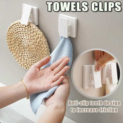 8 Pack Large Self Adhesive Clips Wall Tapestry Hanger No Drilling Adhesive Towel Holder Wall Tapestry Clips for Hanging Posters Photos Postcard Clip for Home Office School Decor (White)