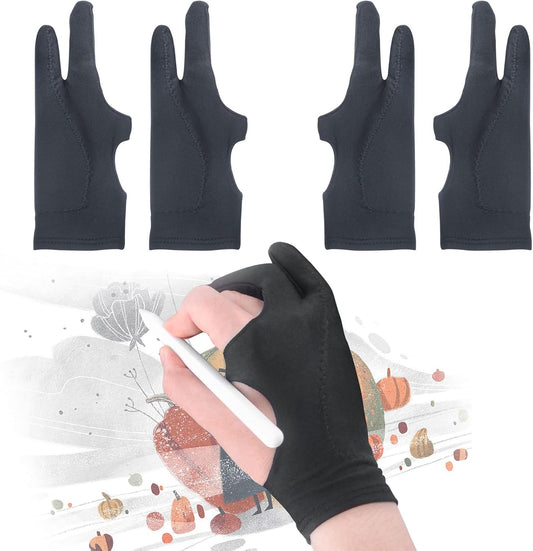 [Palm Rejection] Artist Drawing Glove 4 Pack iPad Gloves for Touch Screen PC Graphics Tablet Left and Right Hand 3 Layers Padding Digital Art Stylus Glove