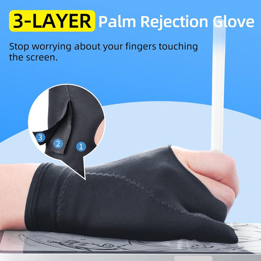 [Palm Rejection] Artist Drawing Glove 4 Pack iPad Gloves for Touch Screen PC Graphics Tablet Left and Right Hand 3 Layers Padding Digital Art Stylus Glove
