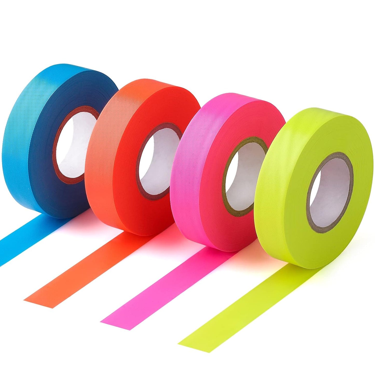 800FT Flourescent Flagging Tape, Non-Adhesive Plastic Ribbon Neon Marking Roll, for Tree Marking, Hunting Trail Tape, Boundaries and Hazardous Areas Marking, 4 Colors 0.78'' X 200'