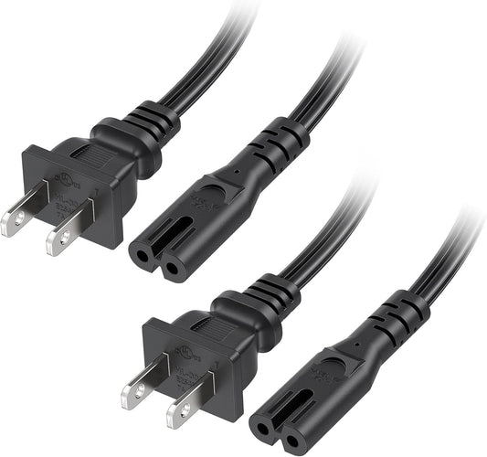 [UL Listed]  2-Pack 2 Prong TV Power Cord - 10ft, AC Power Cord, Non Polarized (NEMA 1-15P to IEC C7), Compatible with Samsung LG Sony Insignia TCL Sharp Toshiba Hisense TV PS4 PS5.