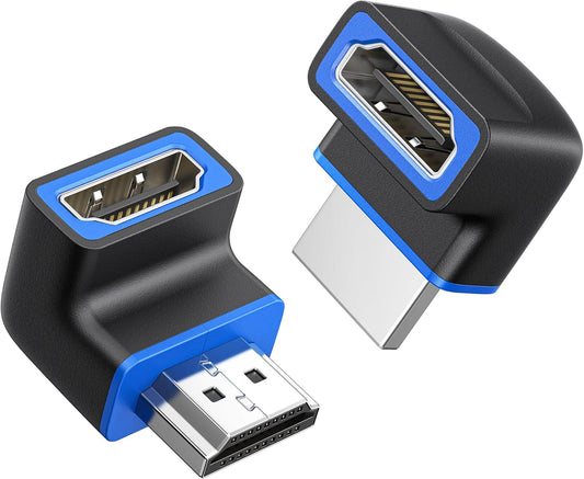 Combo-Pack 48Gbps 8K Right Angle HDMI 2.1 Adapters with HDR, Supports 8K@60Hz / 4K@240Hz, 270 Degree and 90 Degree HDMI Adapter Male to Female, Black.