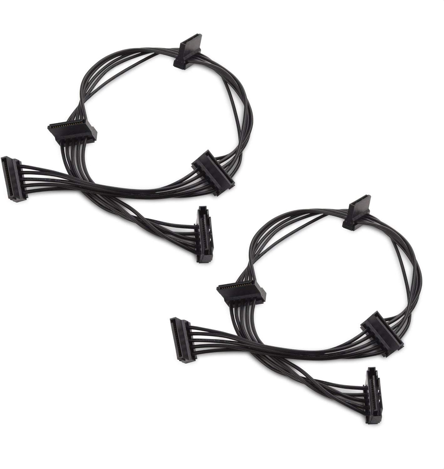 2-Pack 15 Pin SATA to 4 SATA Power Splitter Cable - 18 Inches.