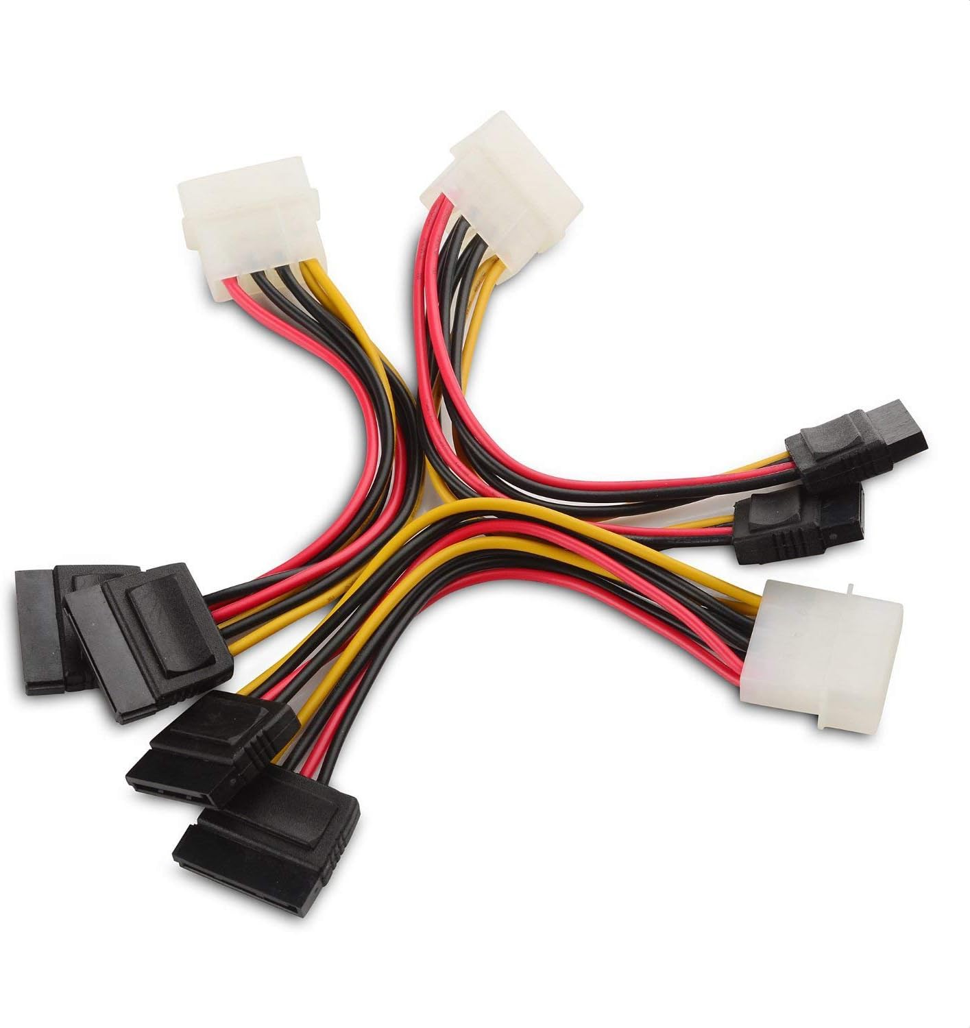 3-Pack 4 Pin Molex to Dual SATA Power Y-Cable Adapter- 6 Inches