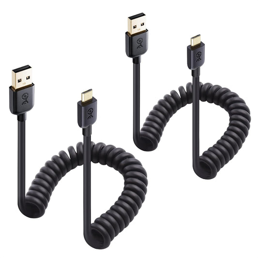 2-Pack Coiled Micro USB Cable (Coiled Micro USB to USB2.0) 2-4 Feet